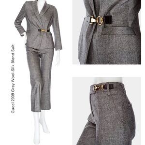 Gucci Charcoal Belted Pantsuit